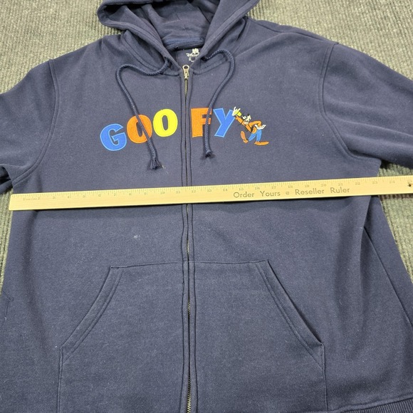 Disney Parks Goofy Hoodie Mens Large Navy Zip Up Walt Disney‎ World Sweatshirt - Picture 7 of 11